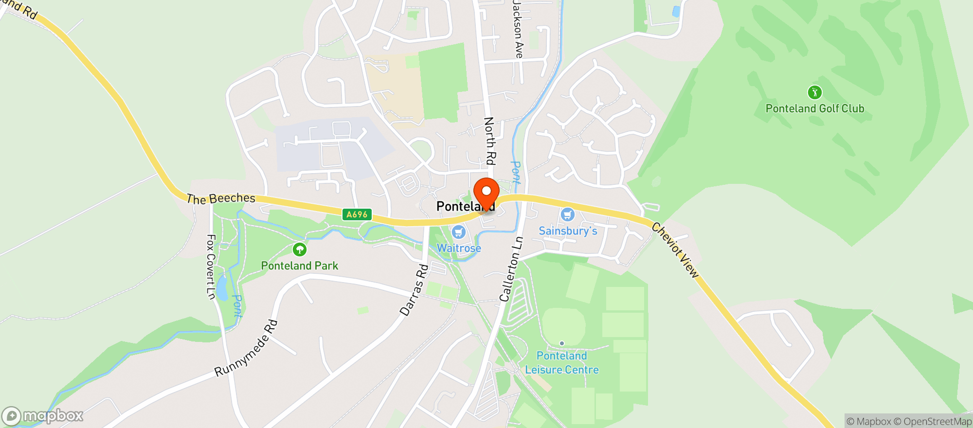 Map showing Waitrose Ponteland