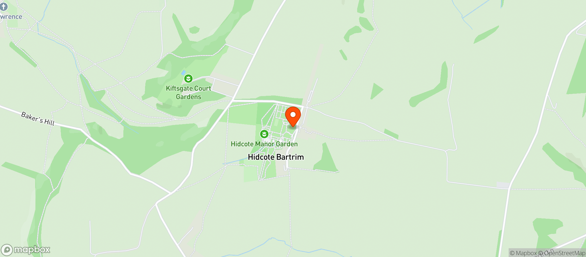Map showing Hidcote Main, National Trust Gift Shop