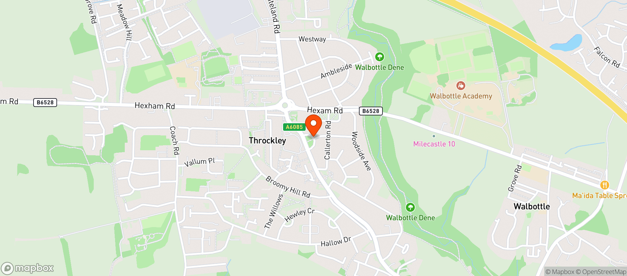 Map showing Sainsburys Throckley