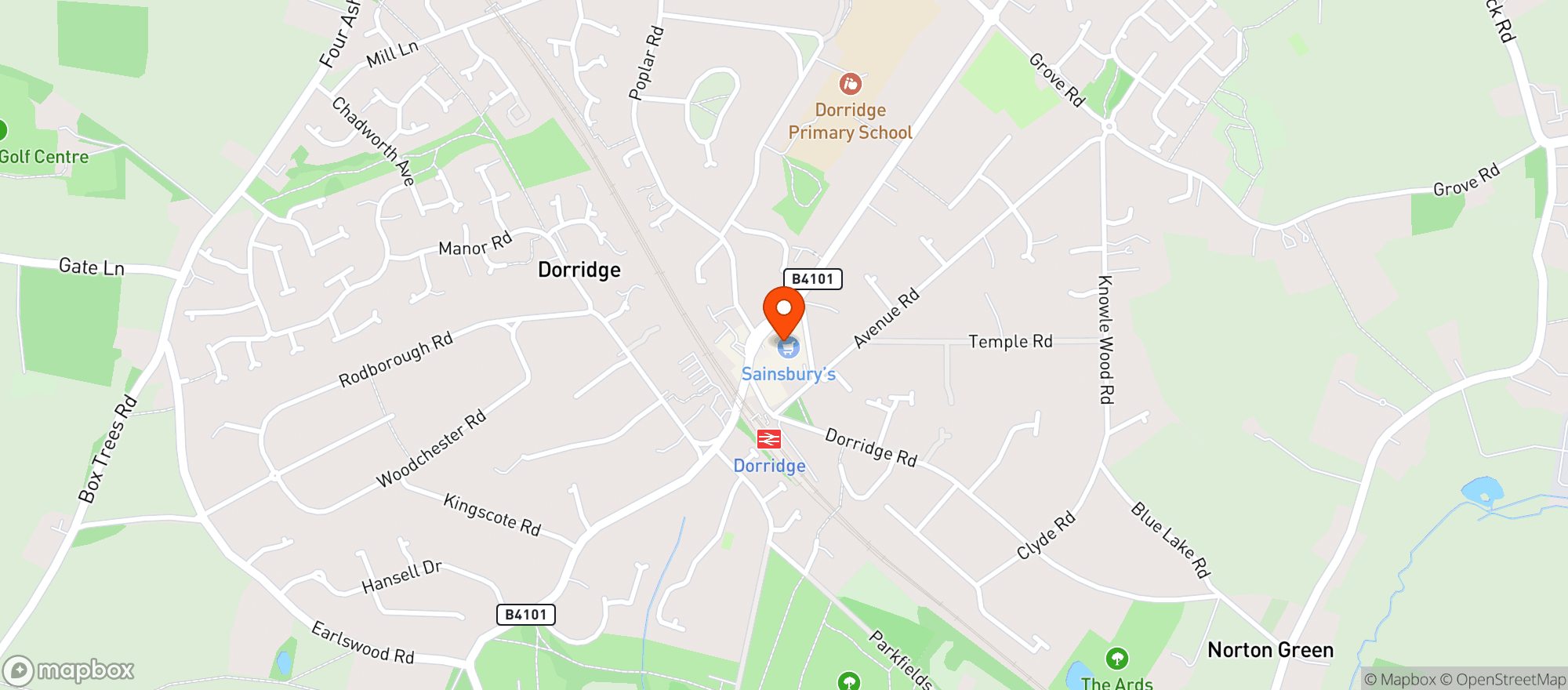 Map showing Sainsburys Dorridge