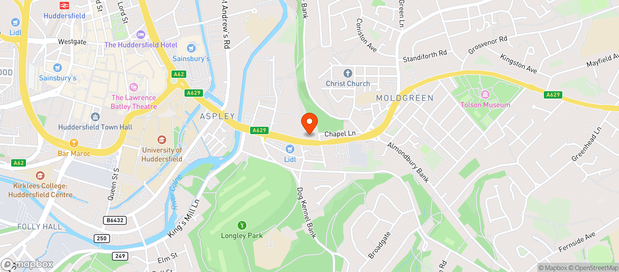 Map showing Majestic Huddersfield