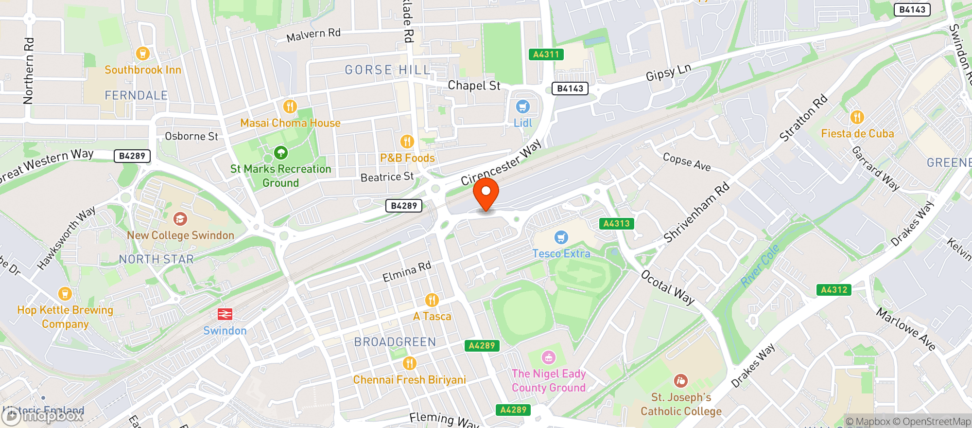 Map showing Tesco