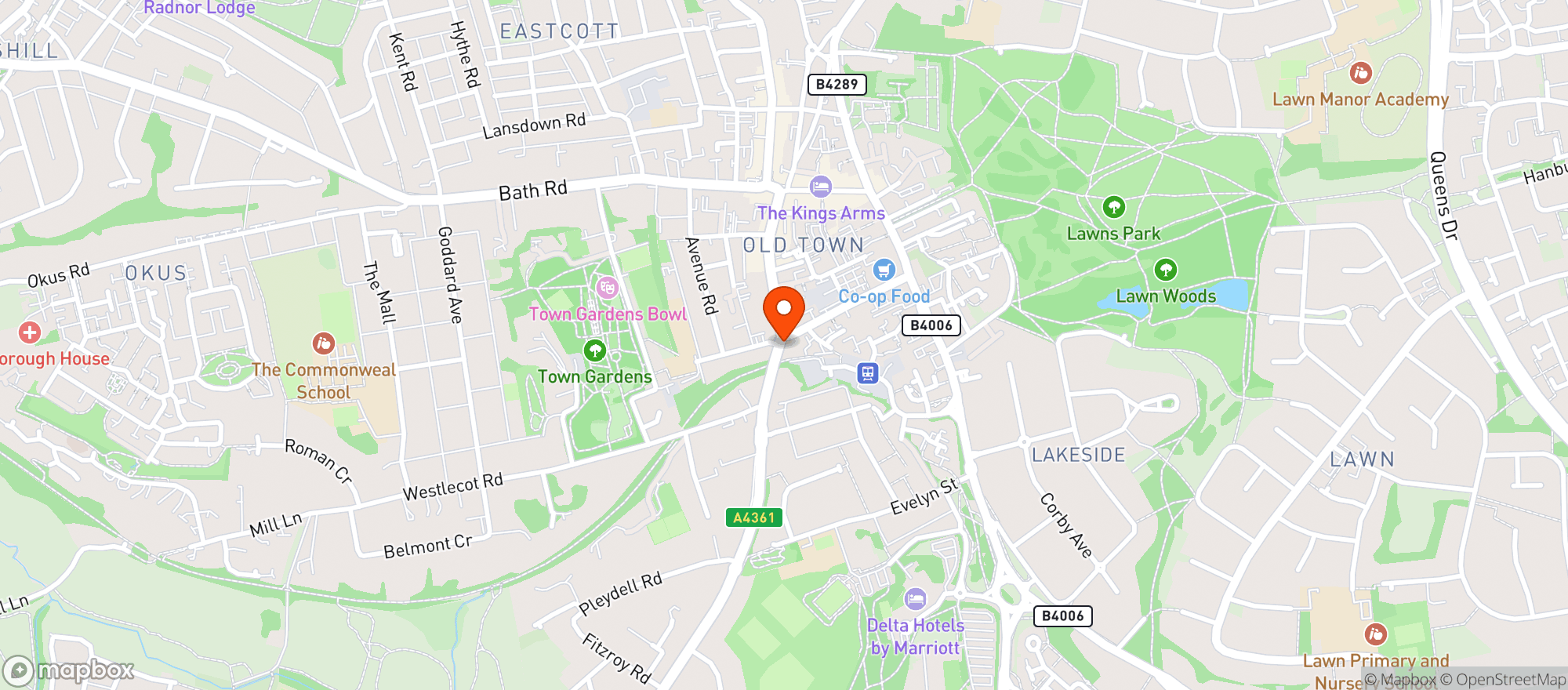 Map showing The Royal Oak