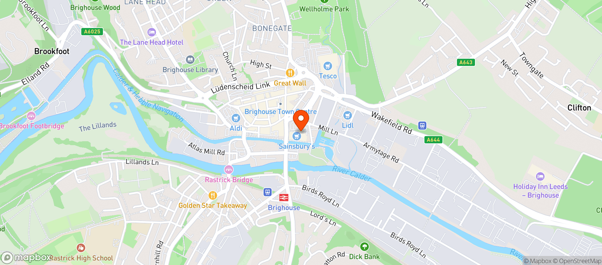 Map showing Sainsburys Brighouse