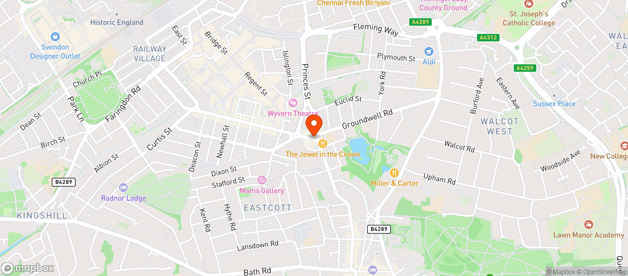 Map showing Boom Battle Bar Swindon