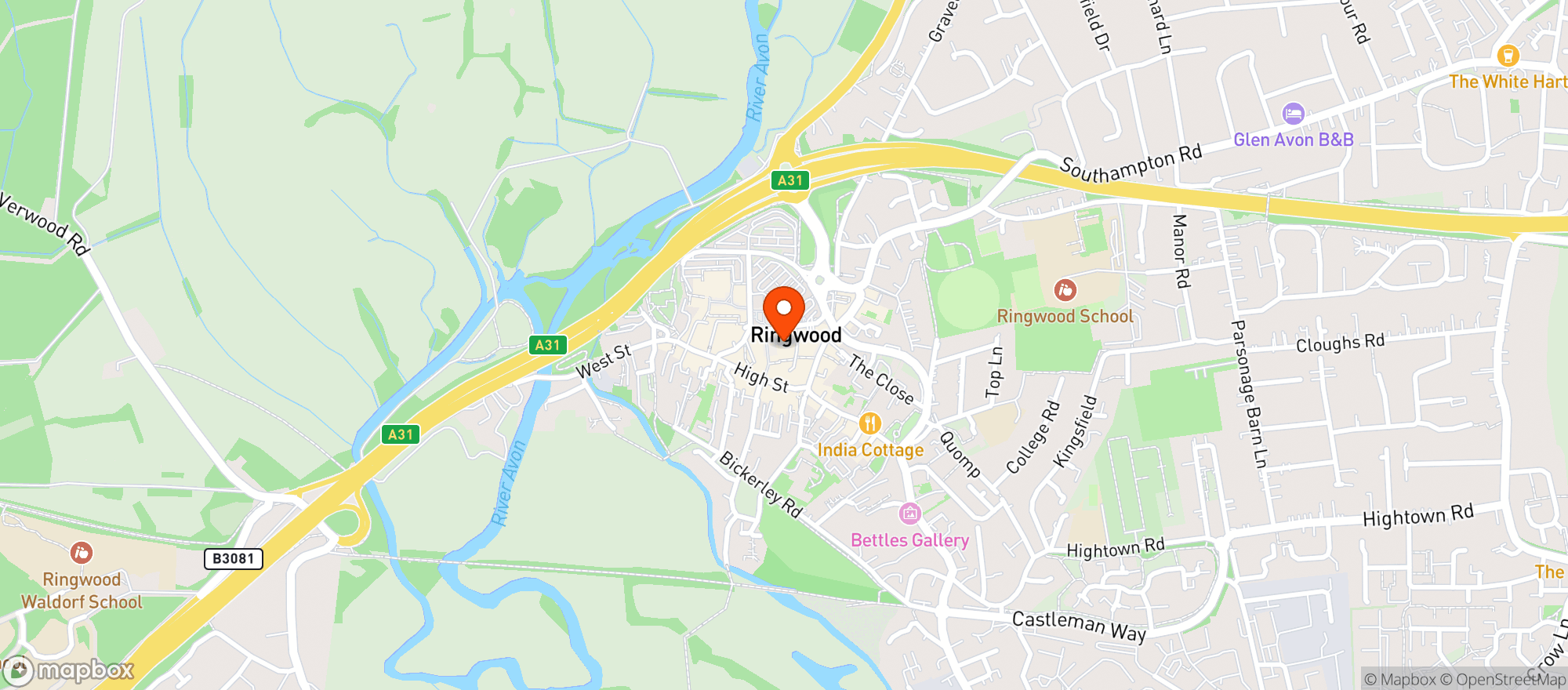 Map showing Sainsburys Ringwood