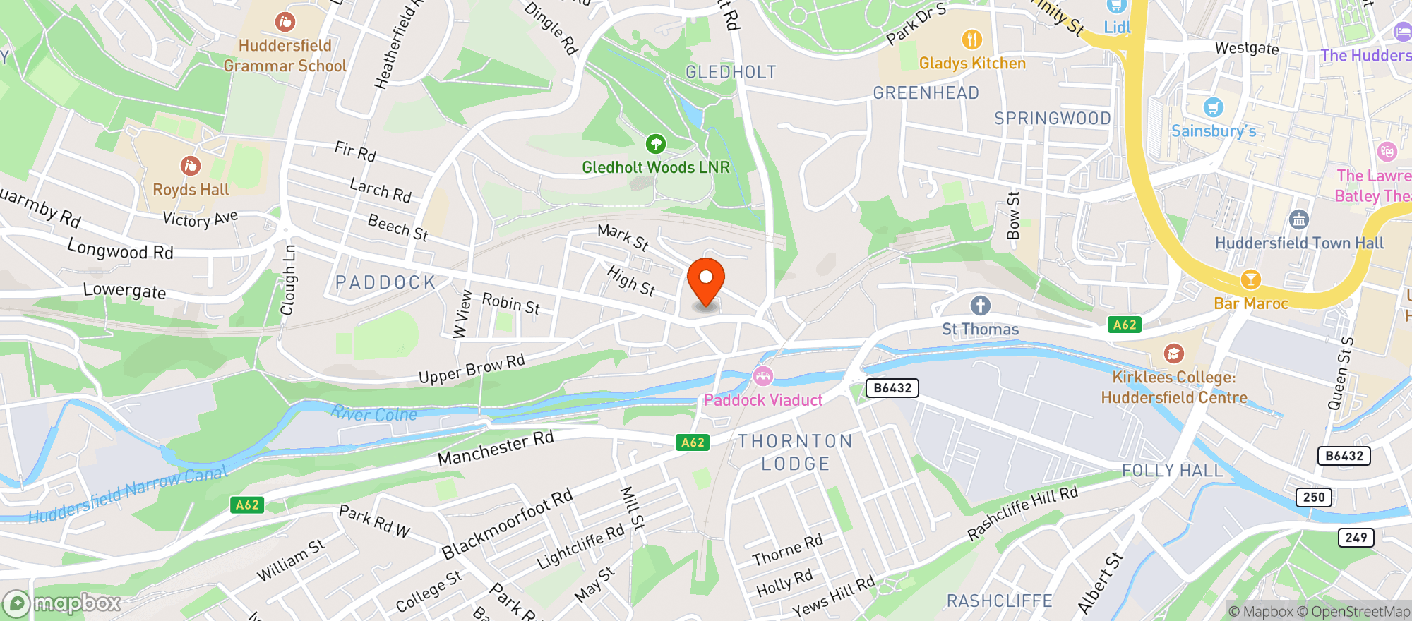 Map showing Sainsburys Huddersfield