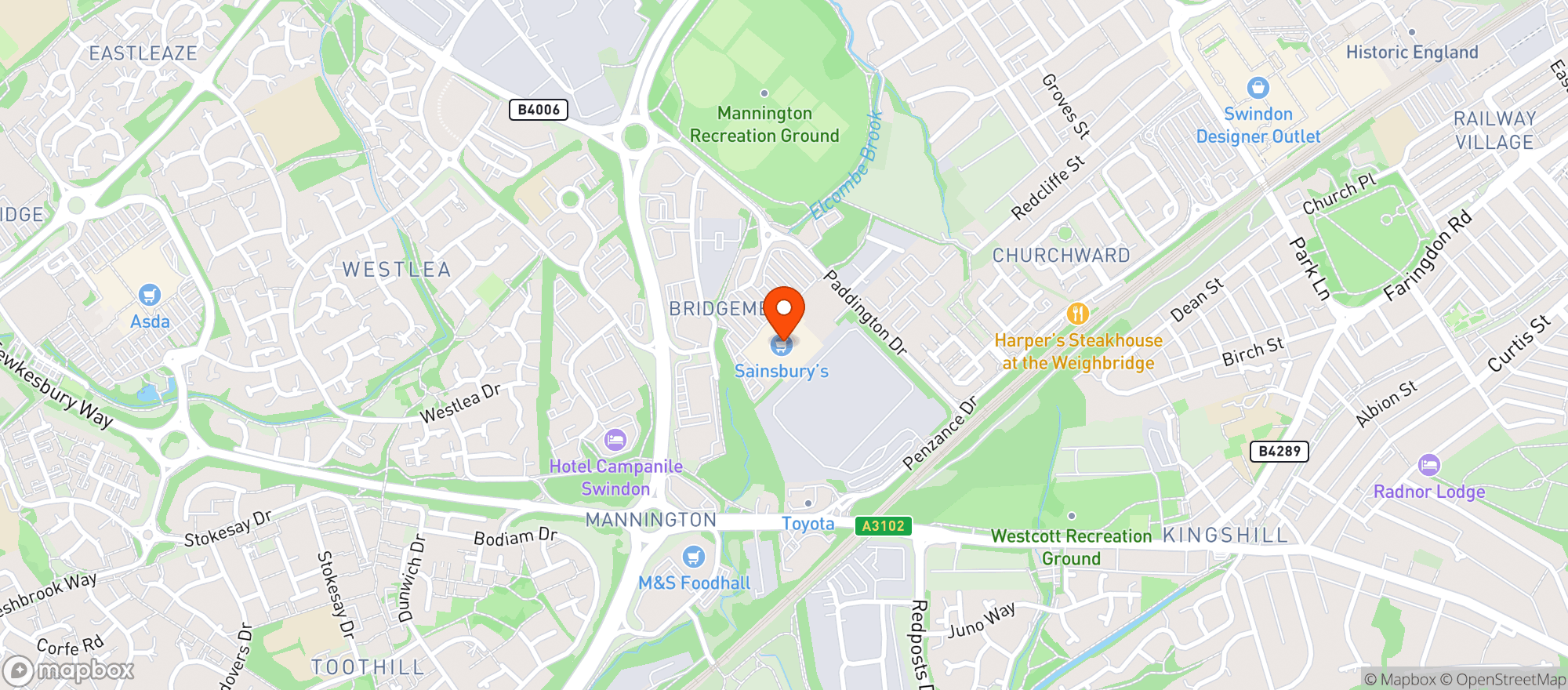 Map showing Sainsburys Bridgemead