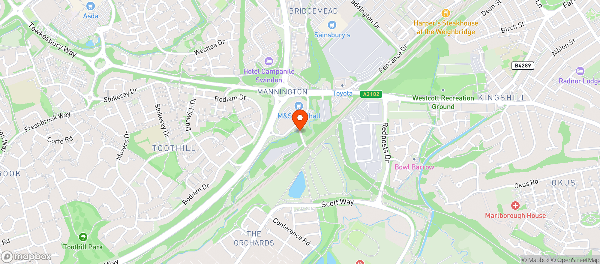 Map showing M&s