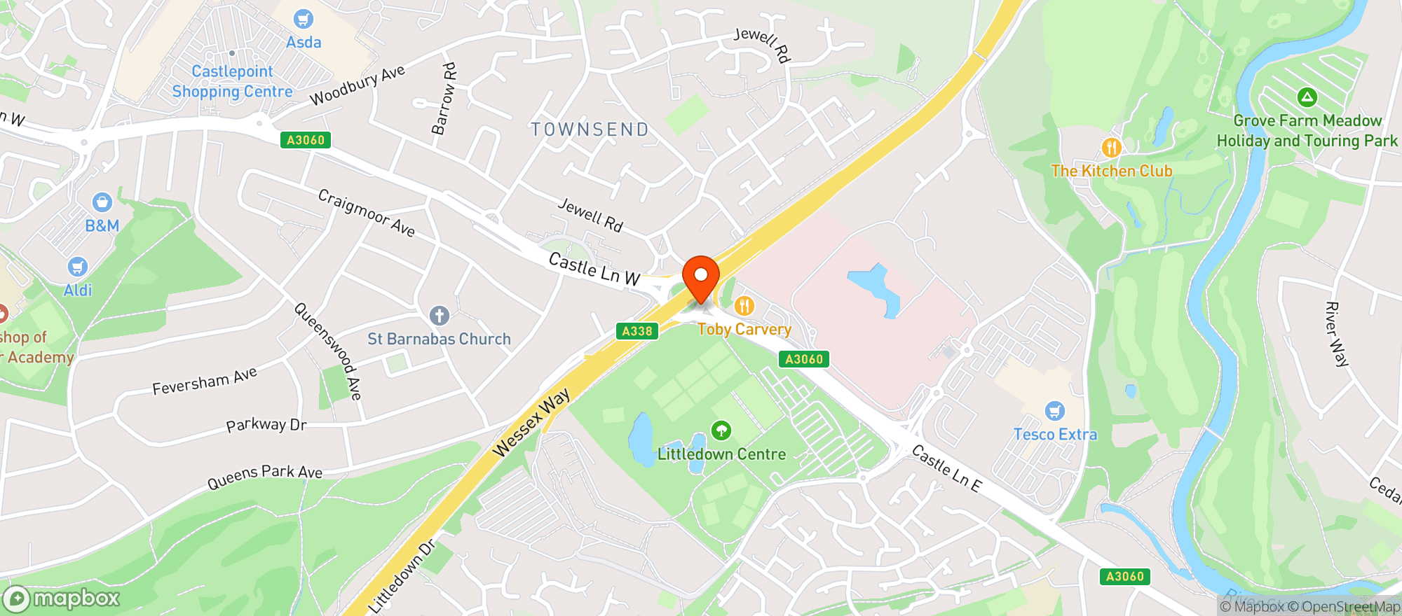 Map showing Toby Carvery - Cooper Dean