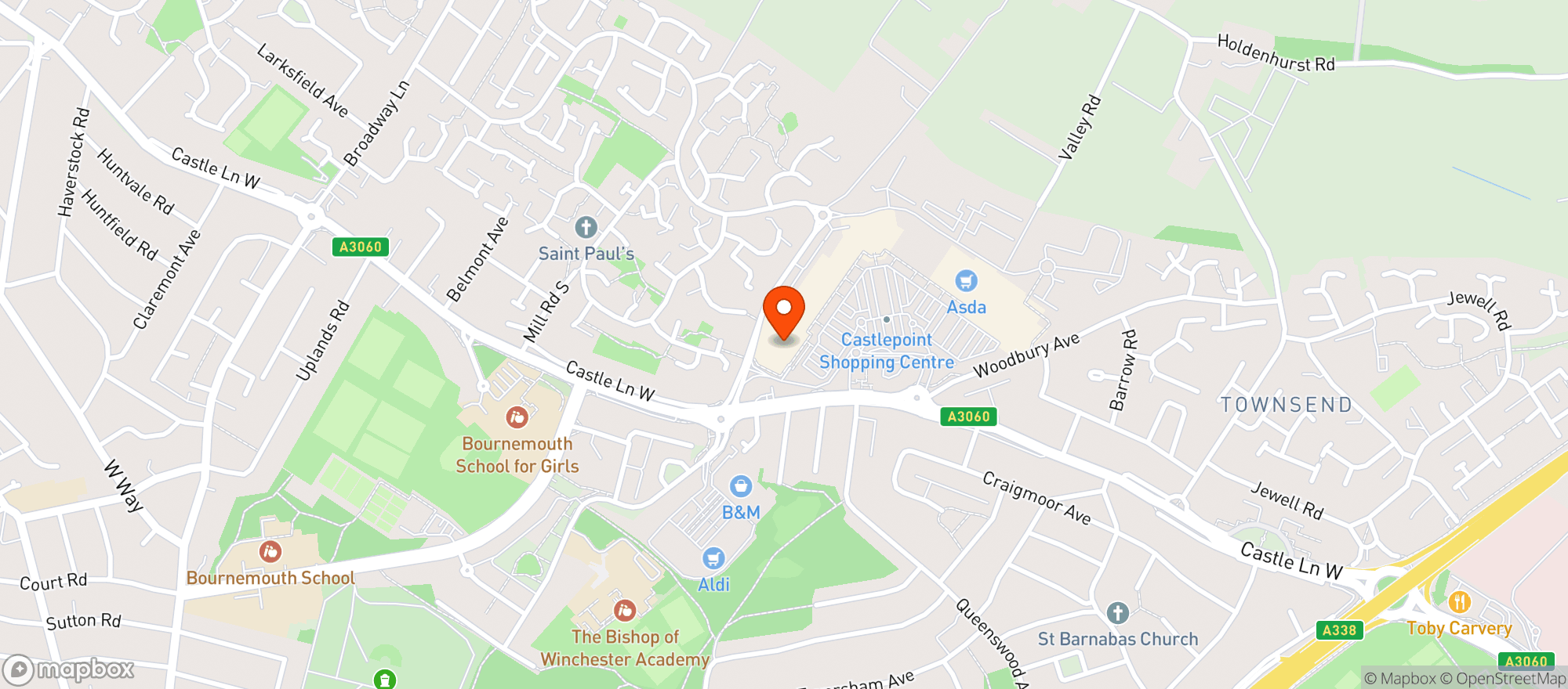 Map showing Sainsburys Castlepoint