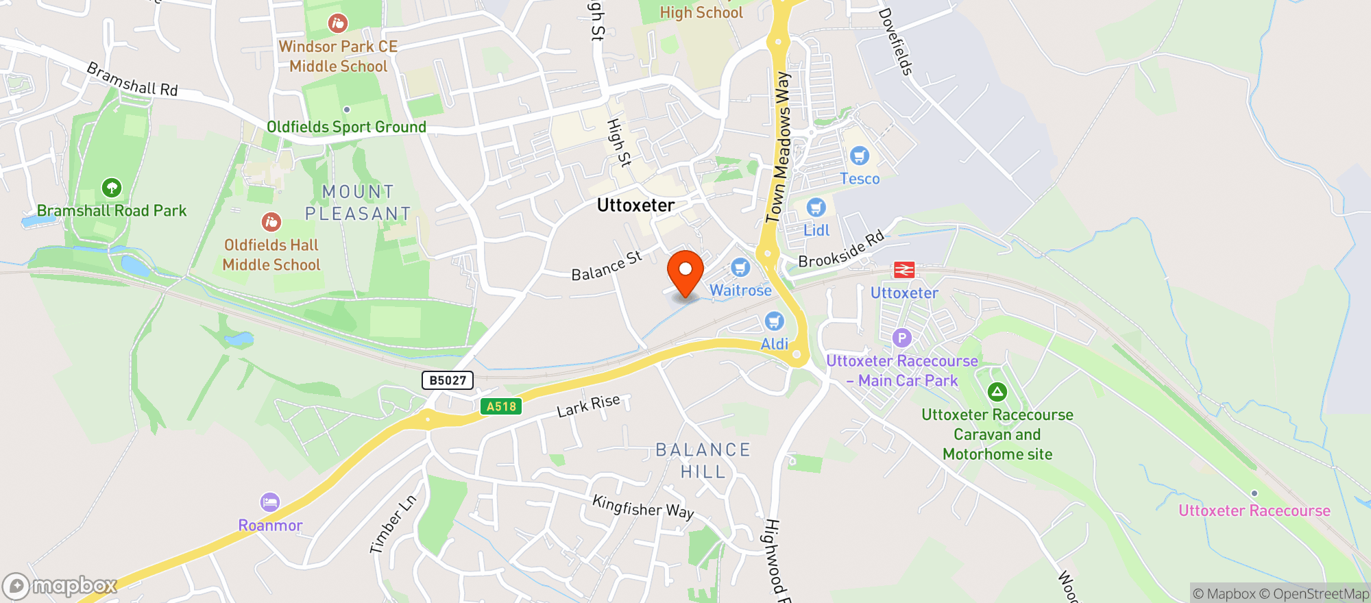 Map showing Waitrose UTTOXETER