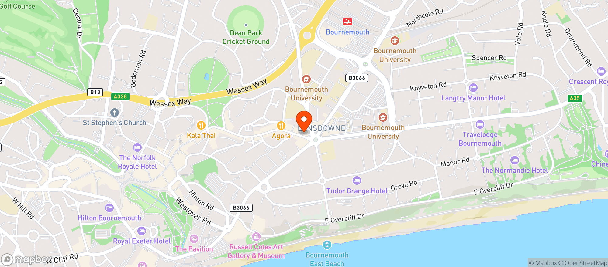 Map showing O'neill's Bournemouth