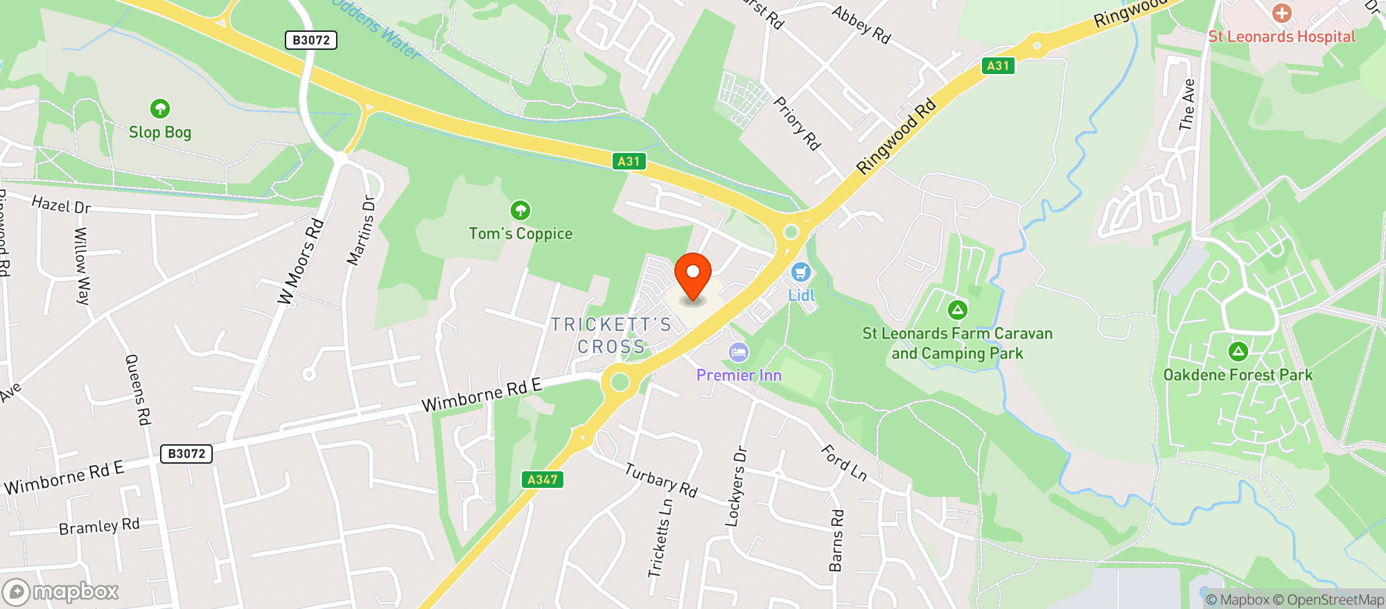 Map showing Sainsburys Ferndown