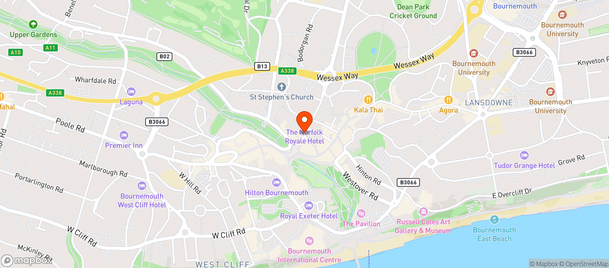 Map showing Be At One Bournemouth