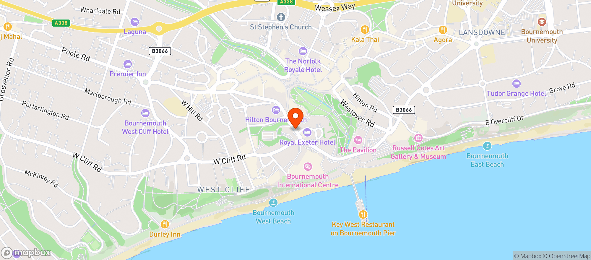 Map showing Miller & Carter - Bournemouth