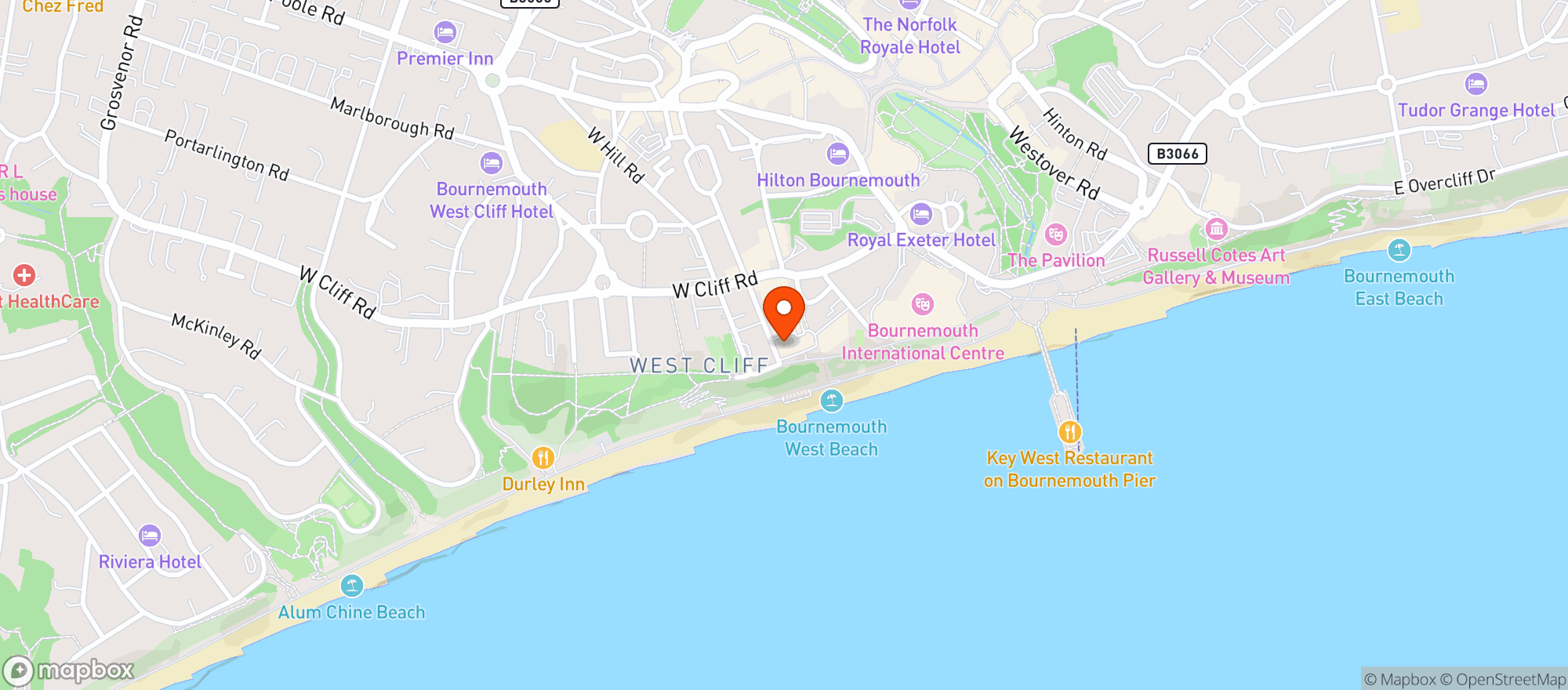 Map showing Brasserie Blanc - Bournemouth