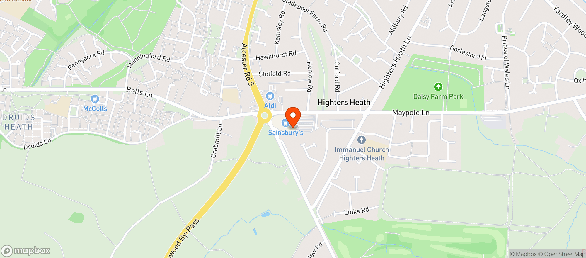 Map showing Sainsburys Maypole