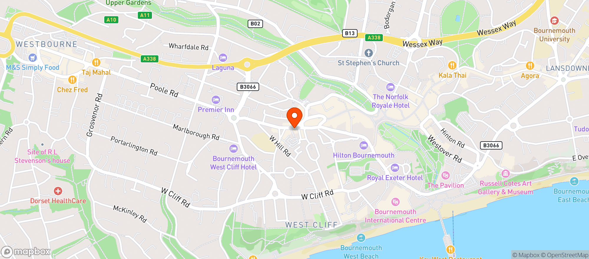Map showing Brewhouse & Kitchen - Bournemouth (the Triangle)