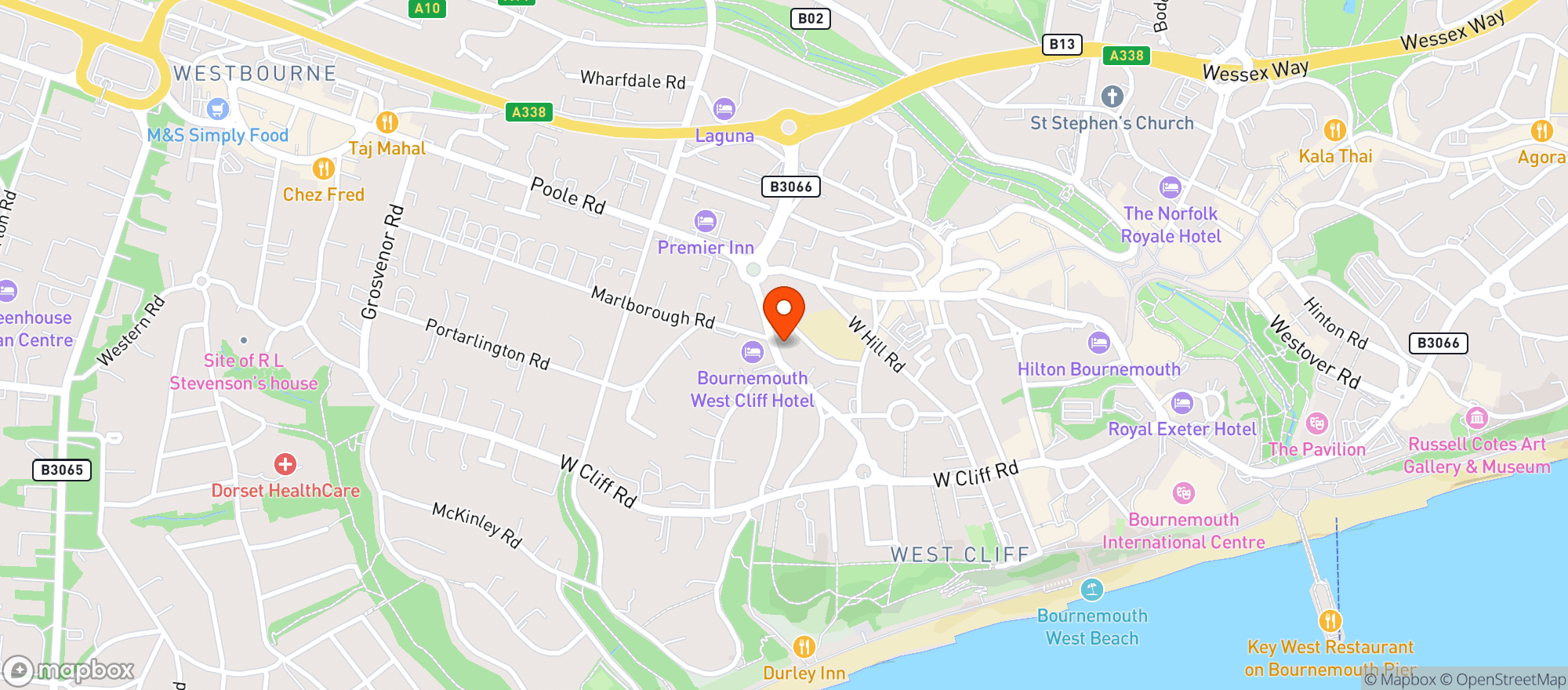 Map showing Harvester - Durley Inn