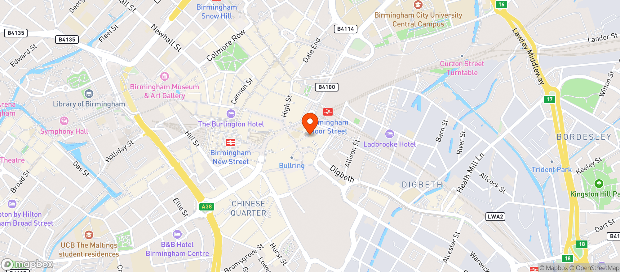 Map showing Bill's Bullring Restaurant