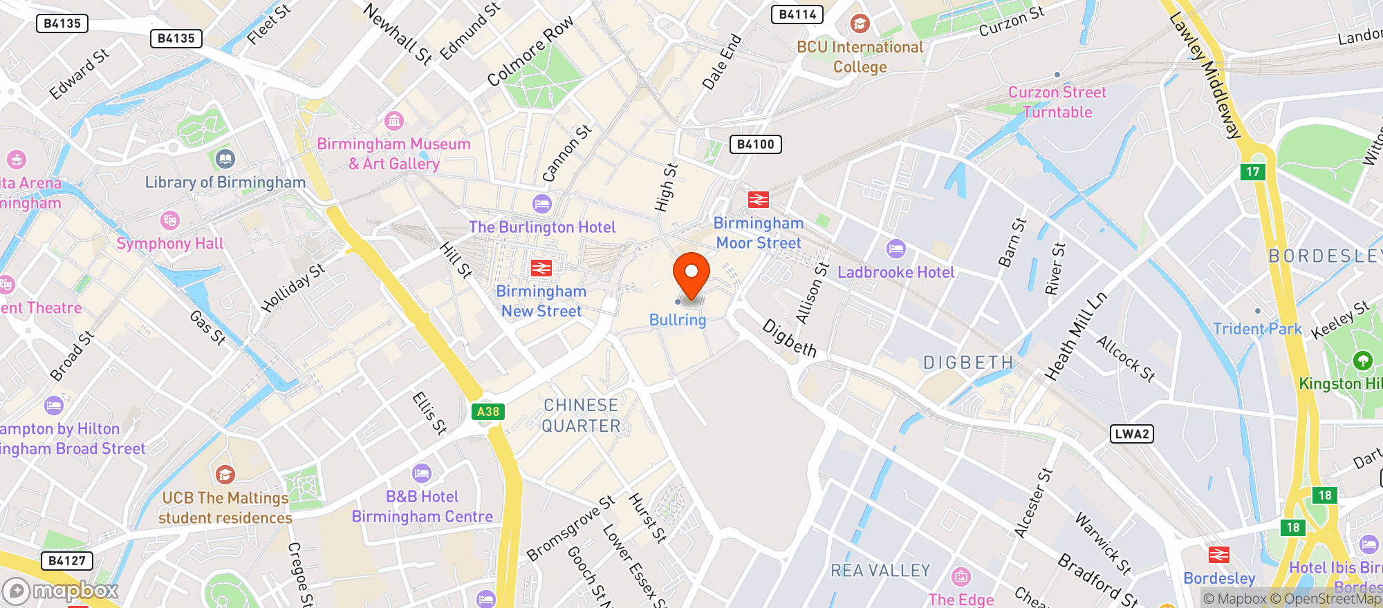 Map showing Browns Birmingham