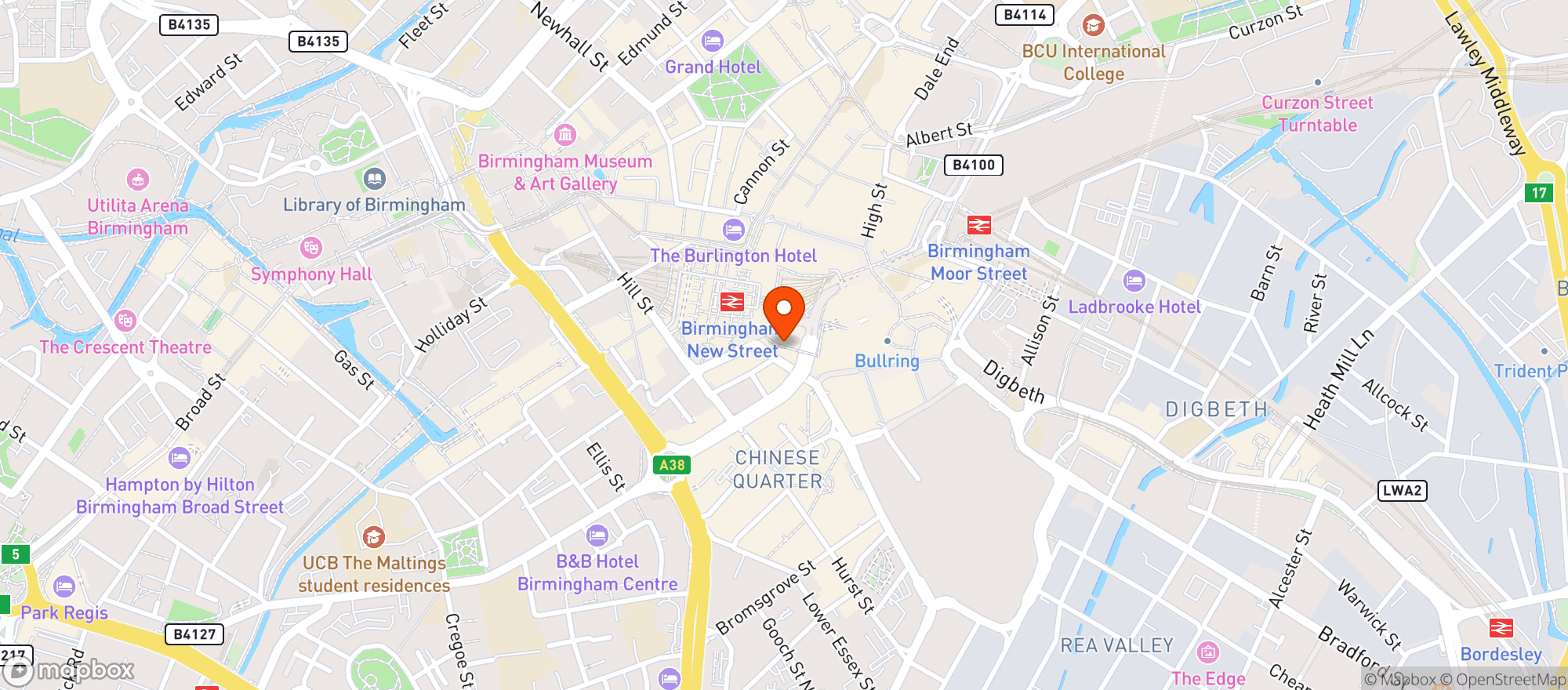 Map showing Selfridges Birmingham