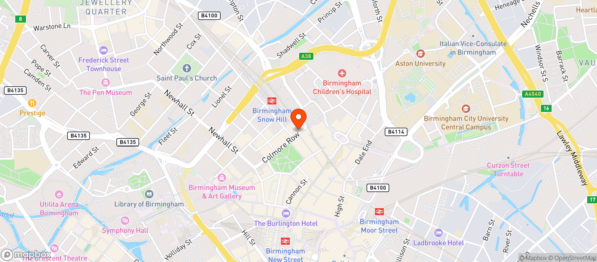 Map showing Alchemist Colmore Row