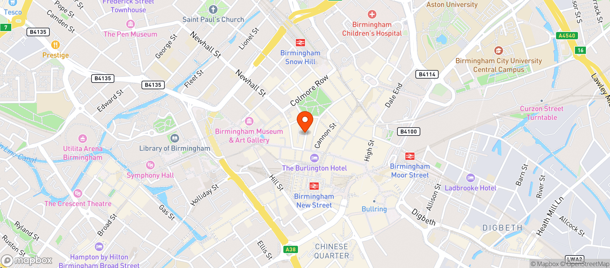 Map showing Flight Club Birmingham