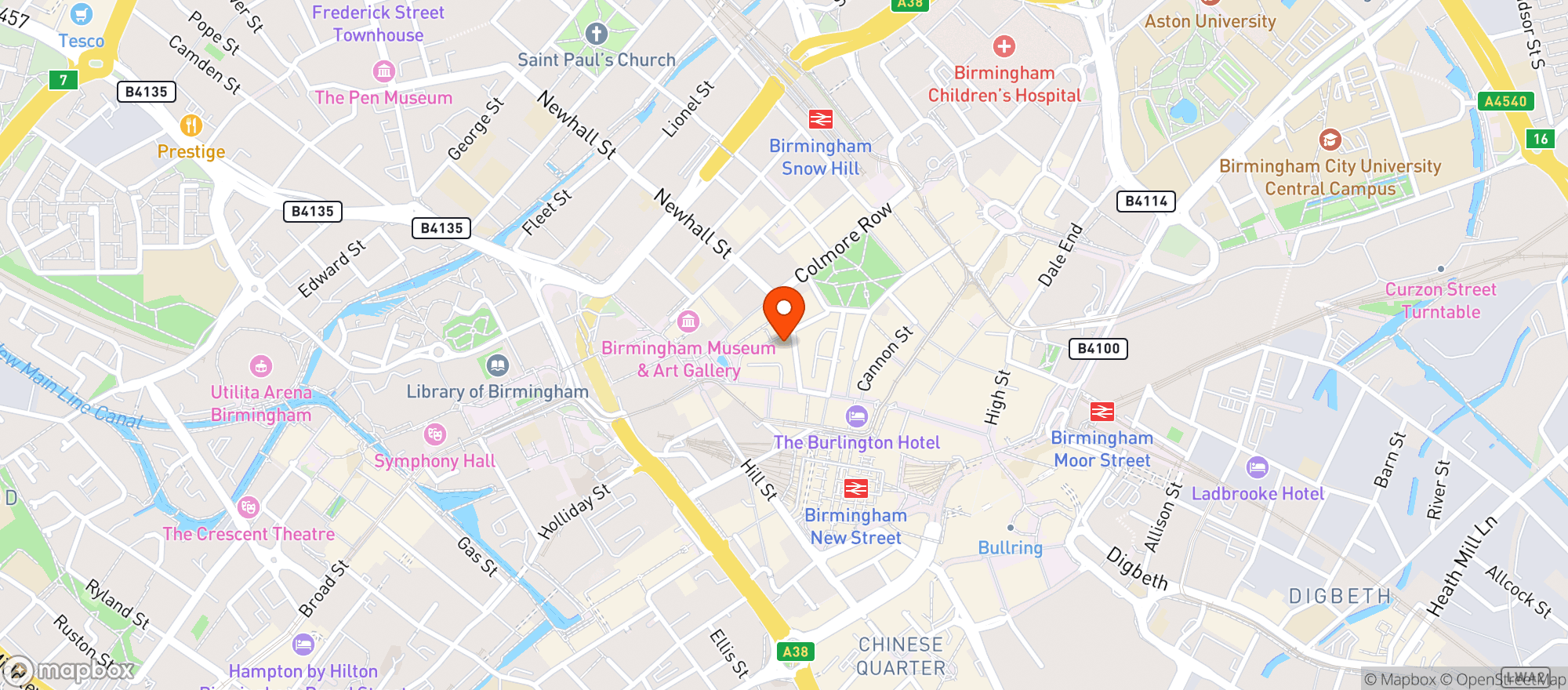 Map showing Lost & Found Birmingham