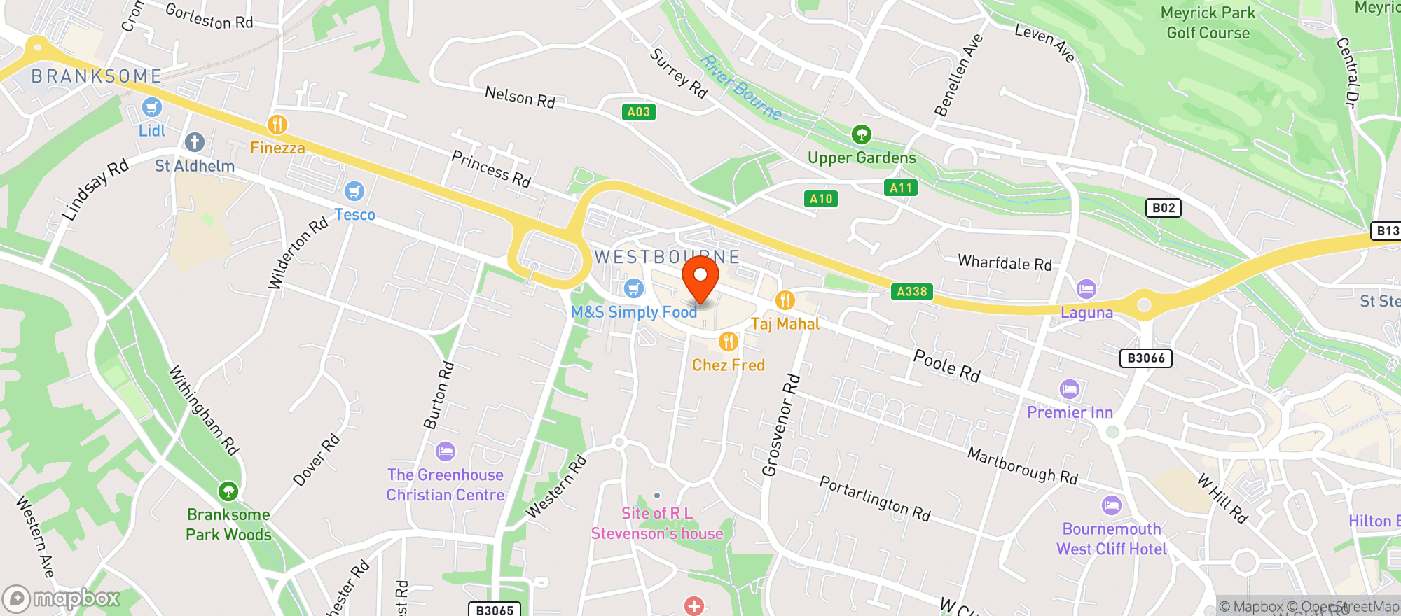 Map showing M&s