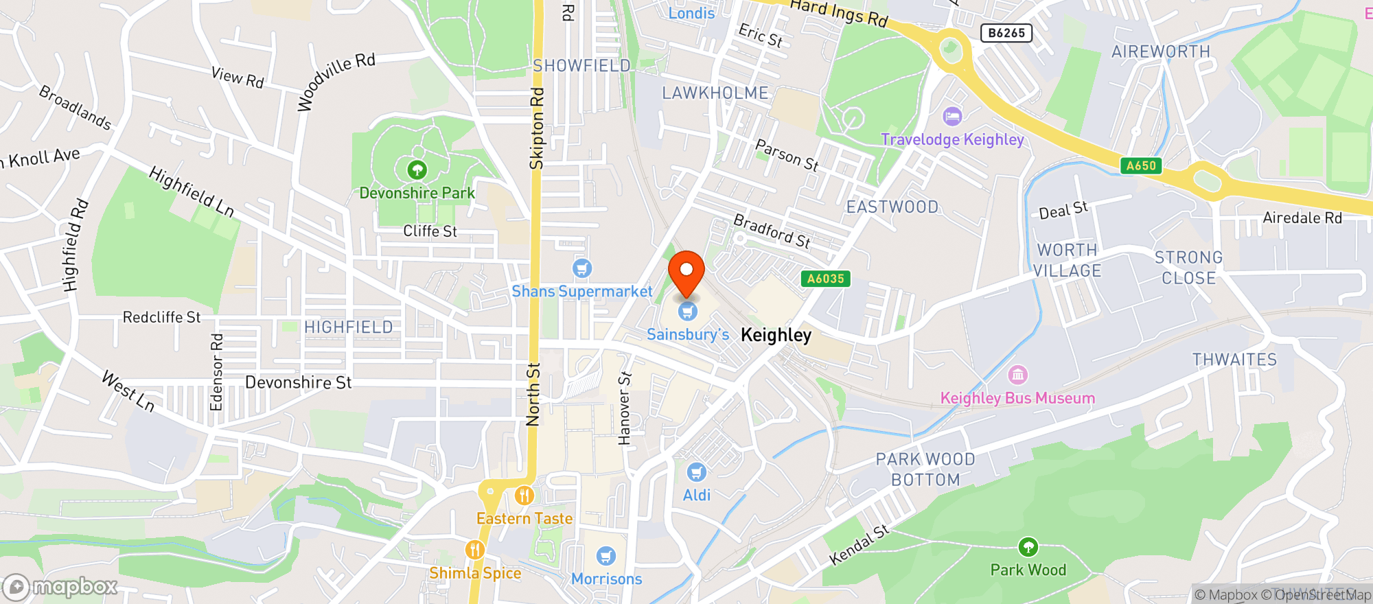 Map showing Sainsburys Keighley