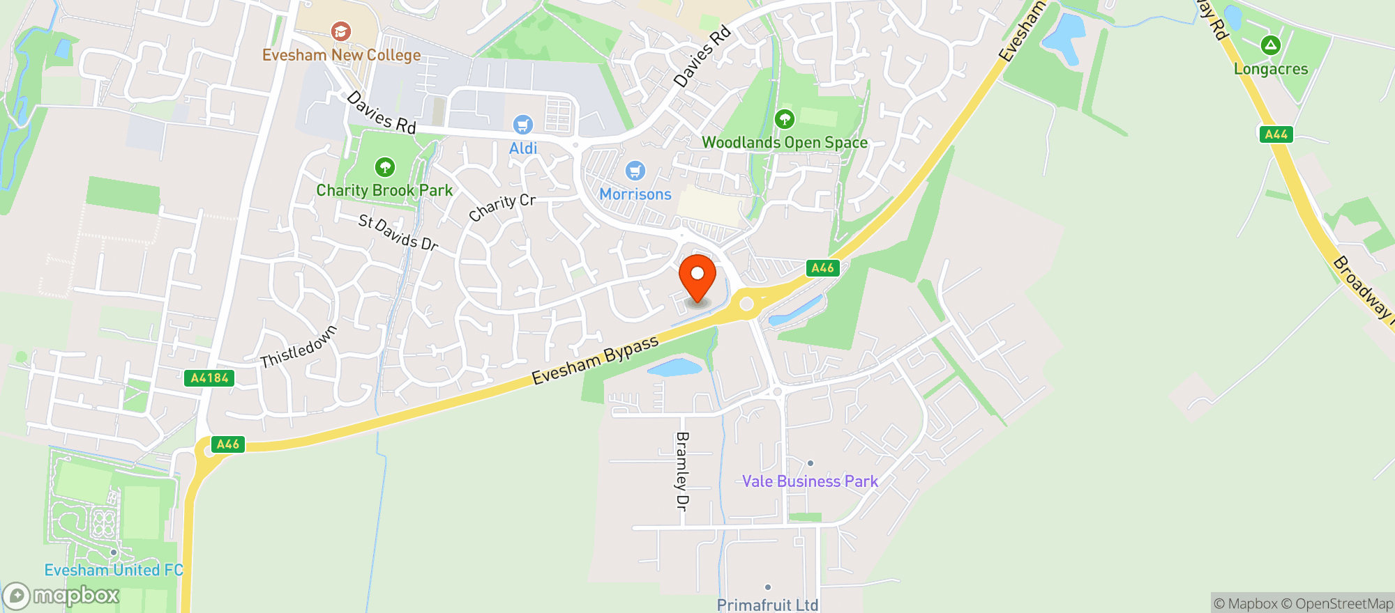 Map showing Majestic Evesham