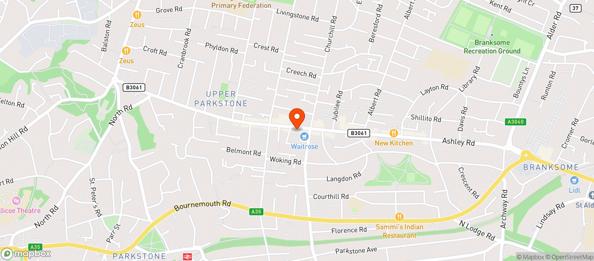 Map showing Waitrose Parkstone