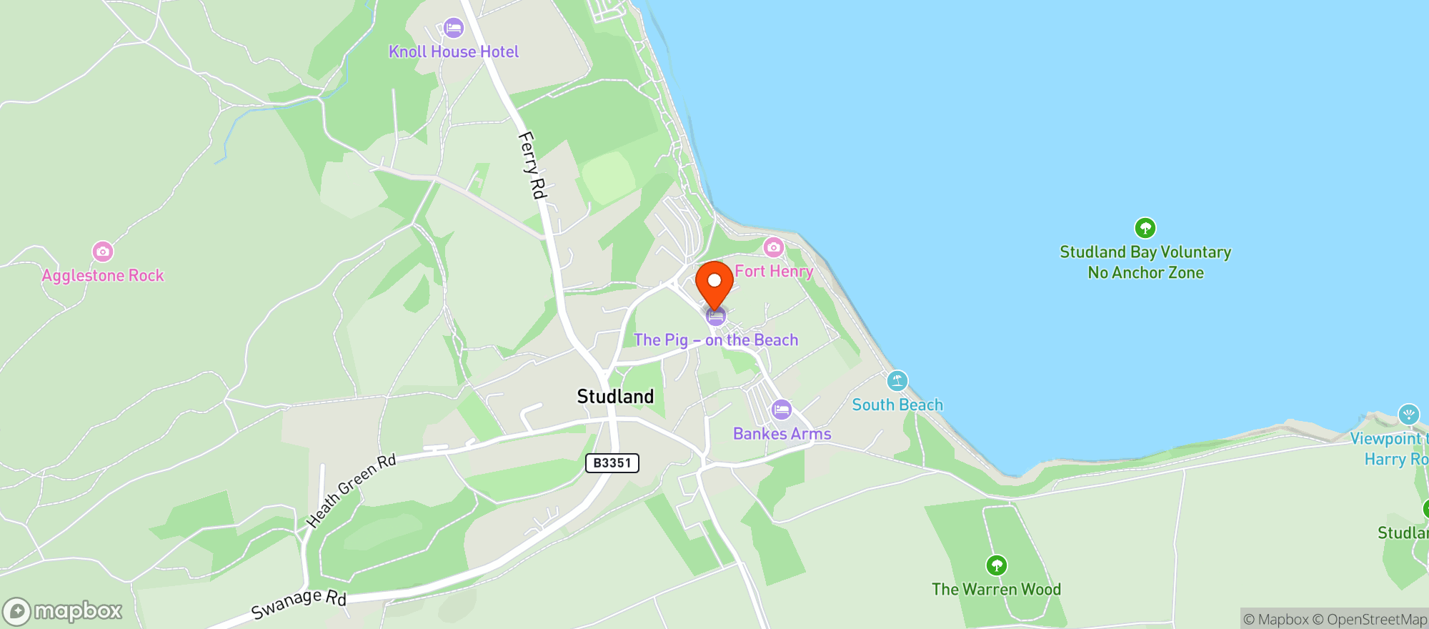 Map showing The Pig on The Beach