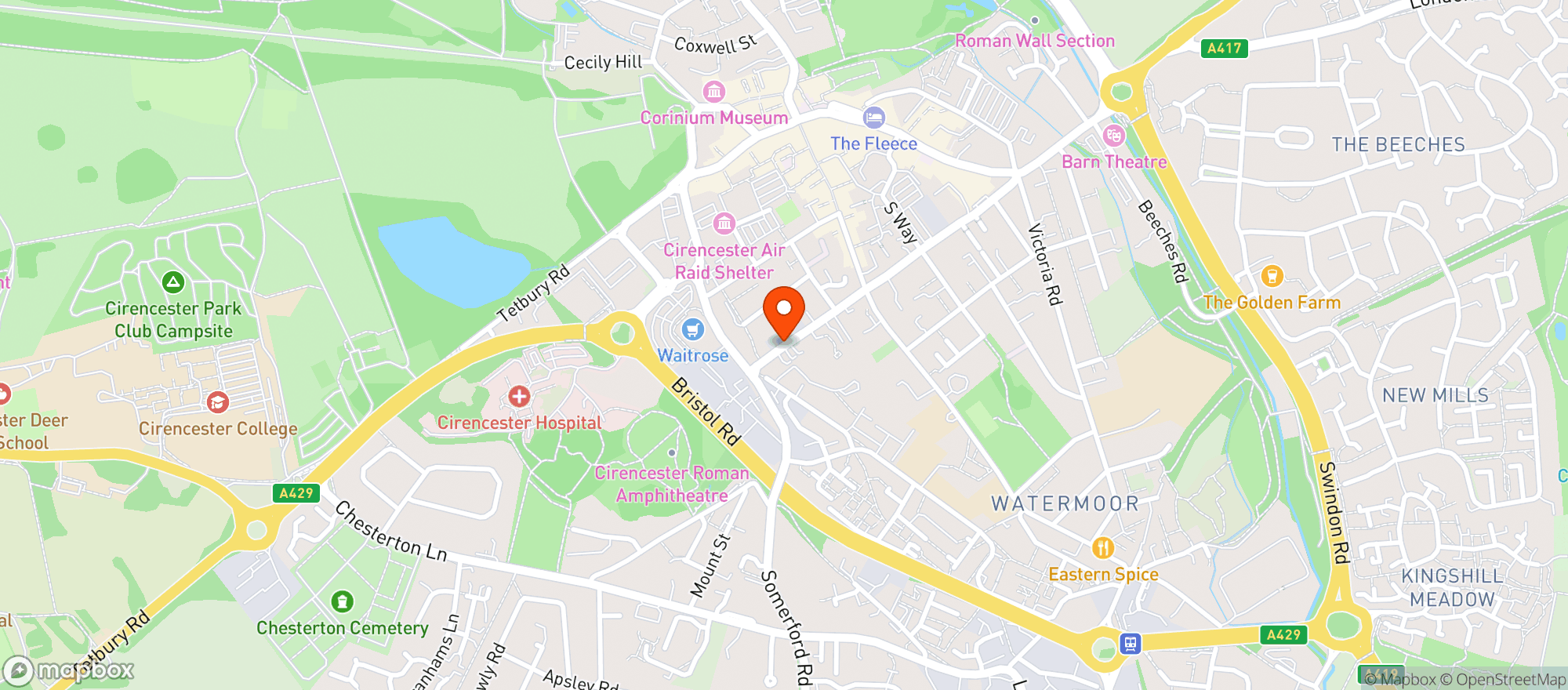 Map showing Majestic Cirencester