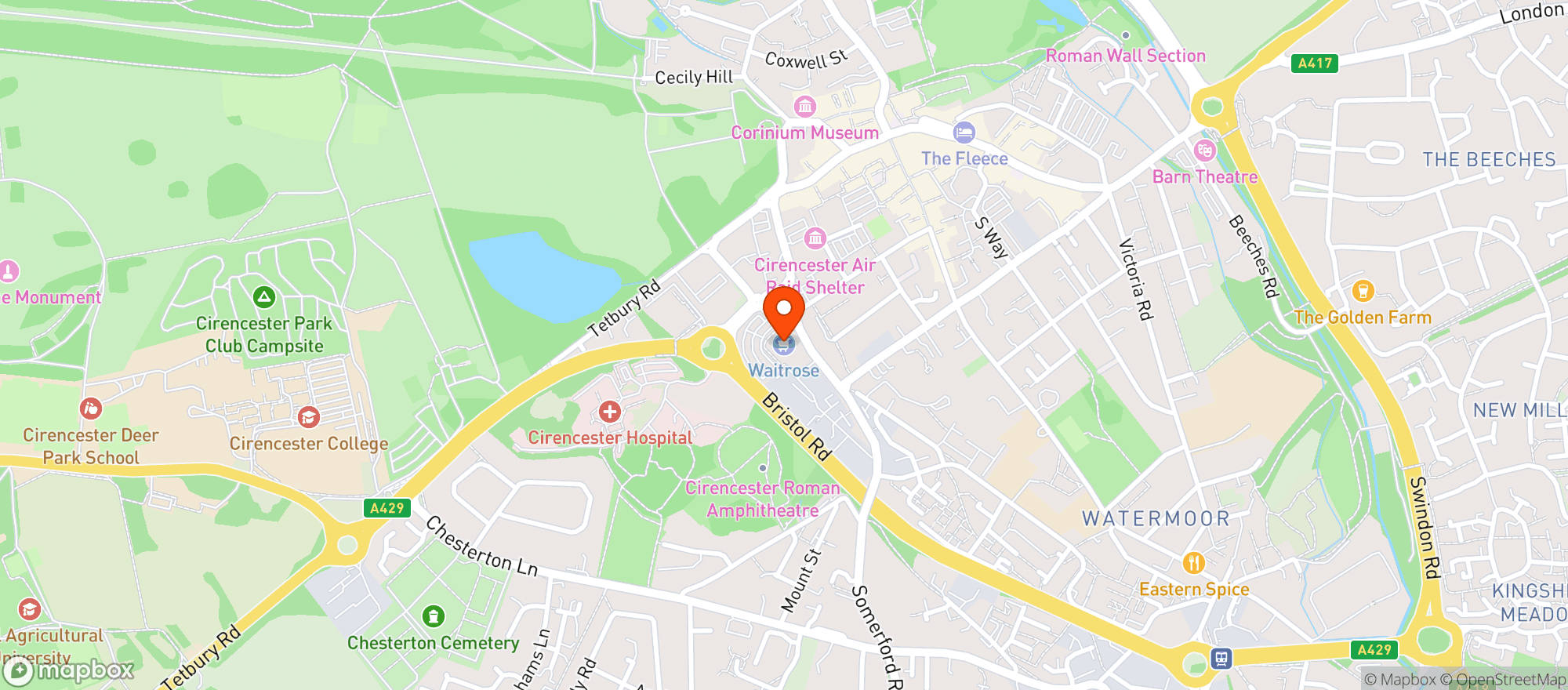 Map showing Waitrose Cirencester