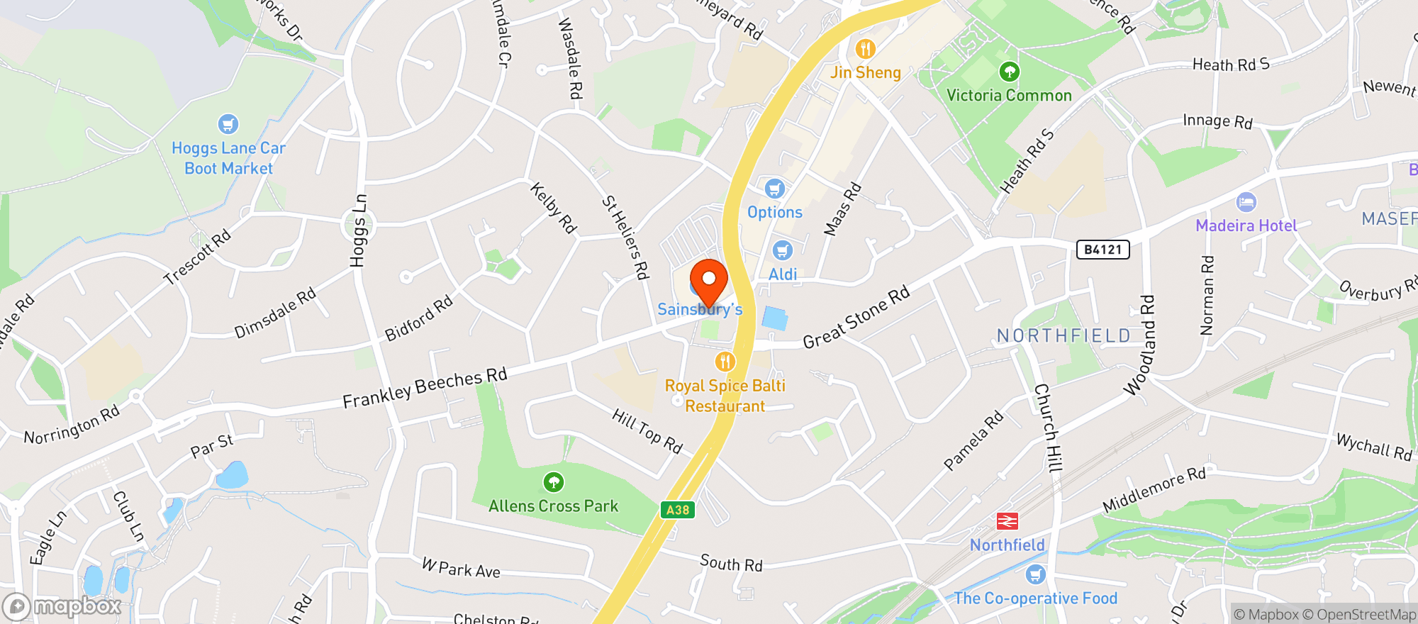 Map showing Sainsburys Northfield