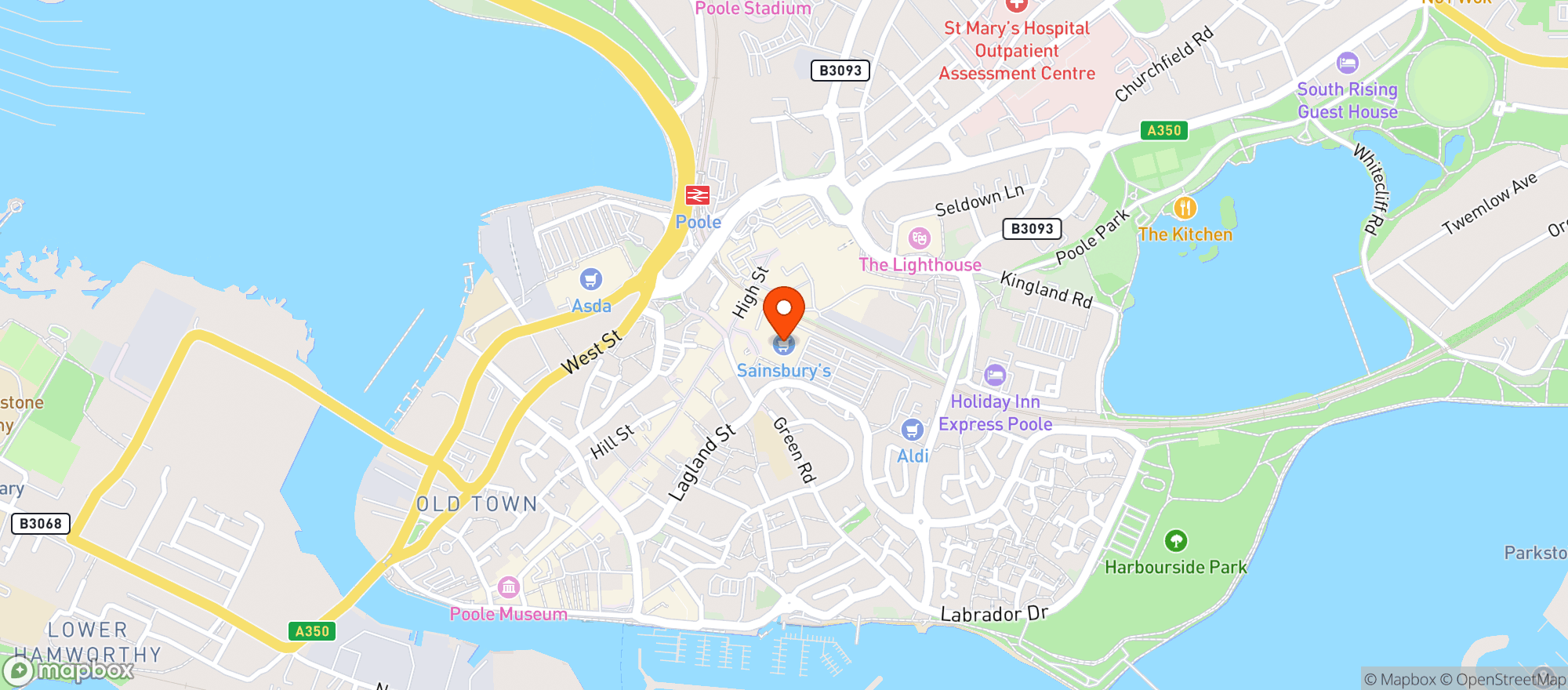 Map showing Sainsburys Poole
