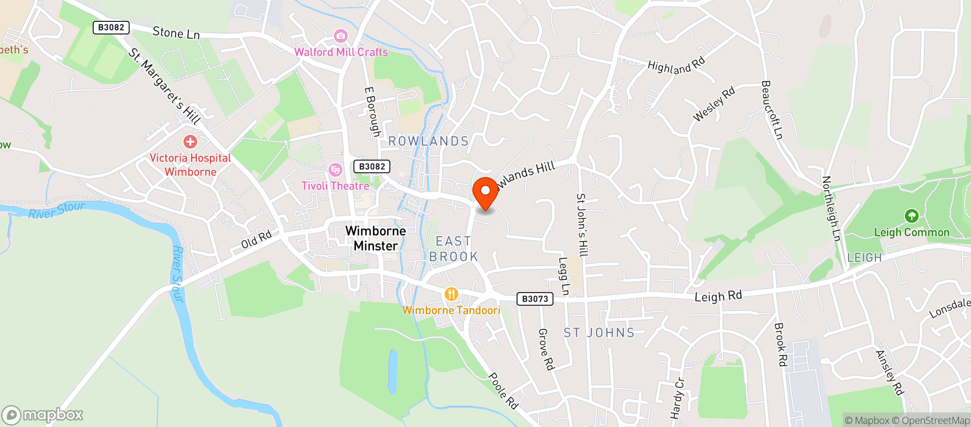Map showing Waitrose Wimborne