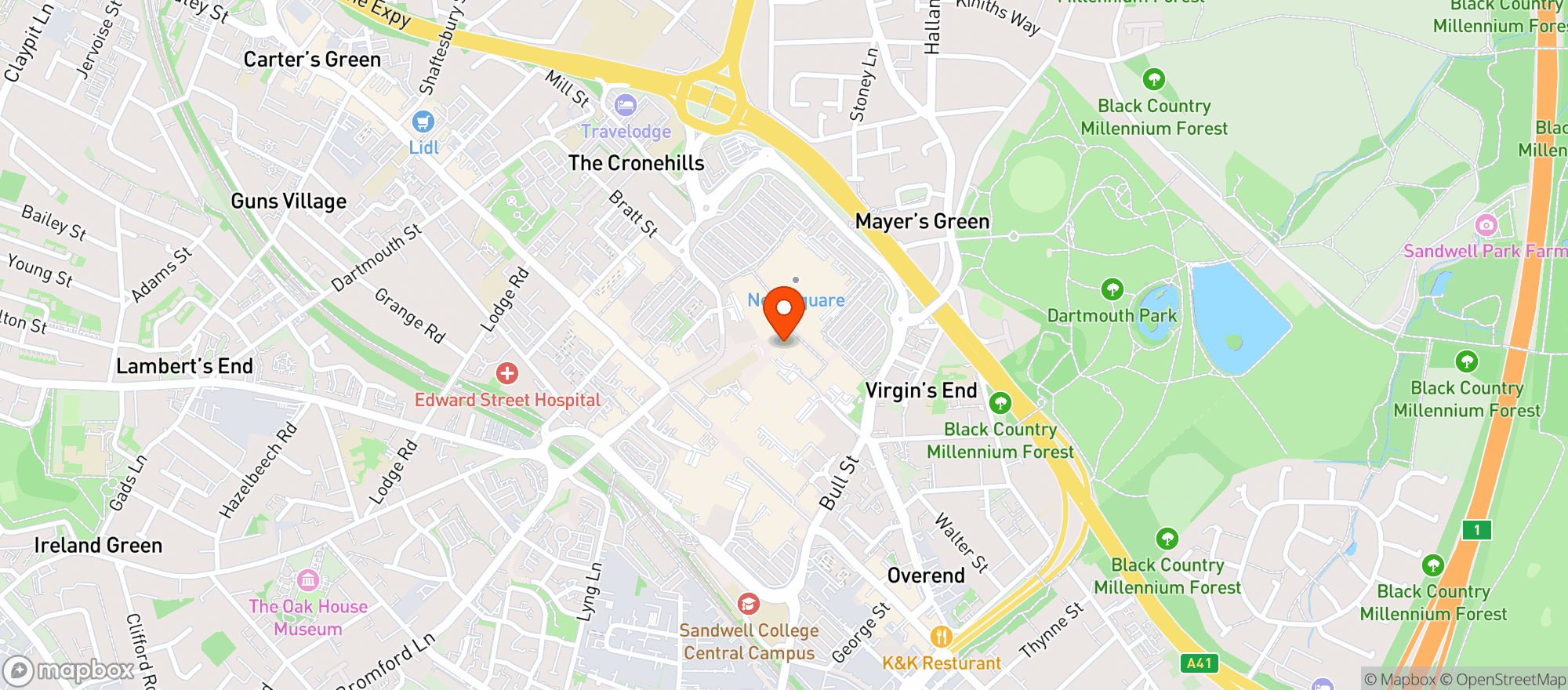 Map showing Harvester - New Square