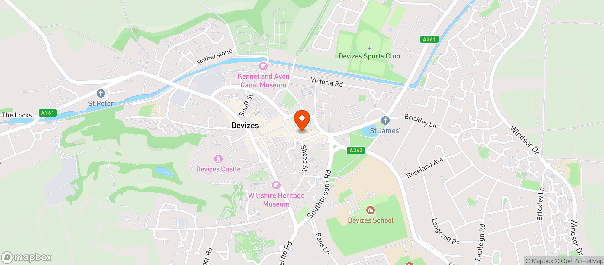 Map showing Sainsburys Devizes
