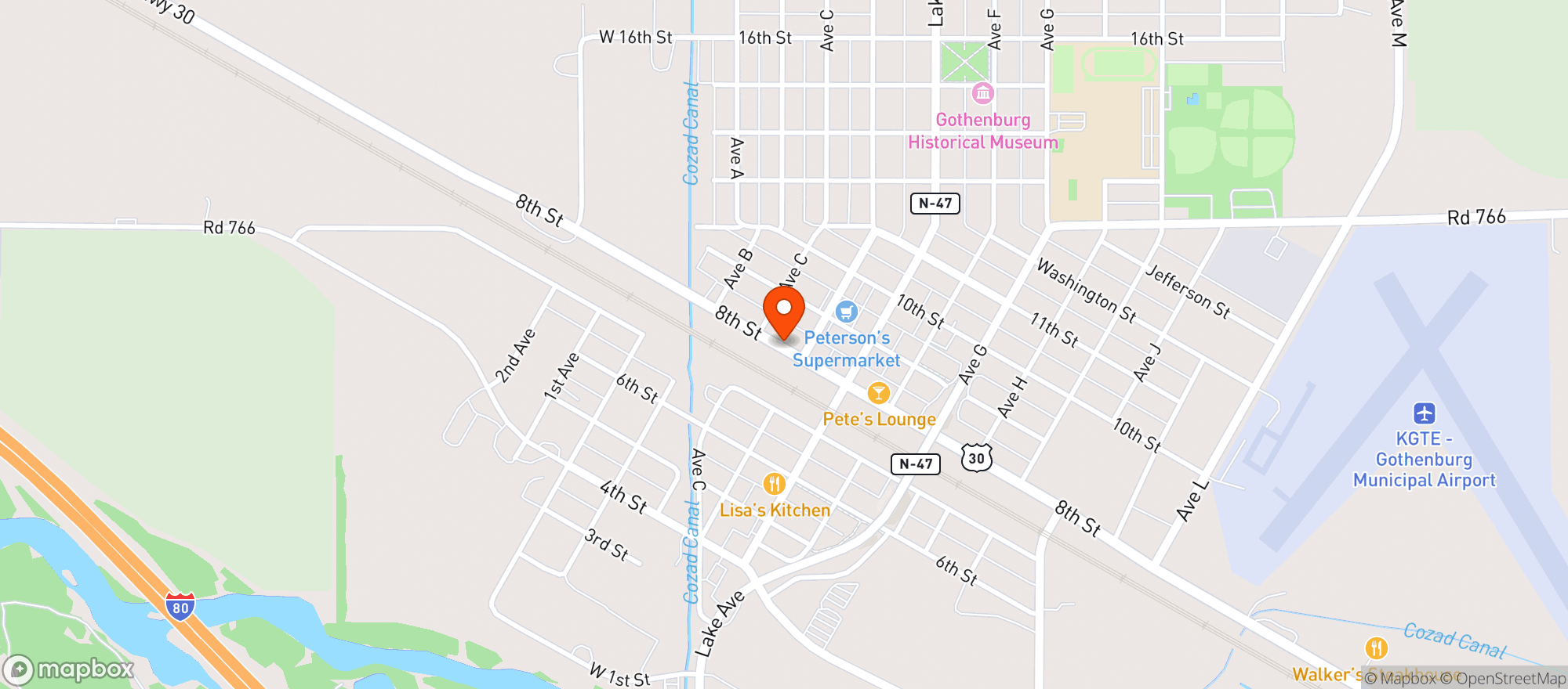 Map showing O & K Bottle Shoppe