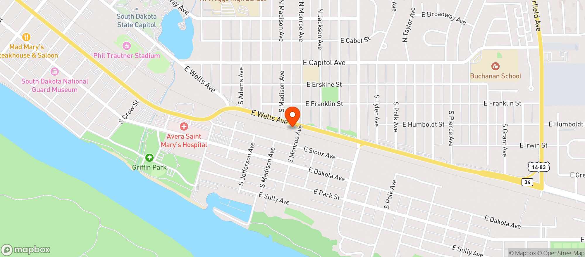 Map showing Capital City Wine & Spirits