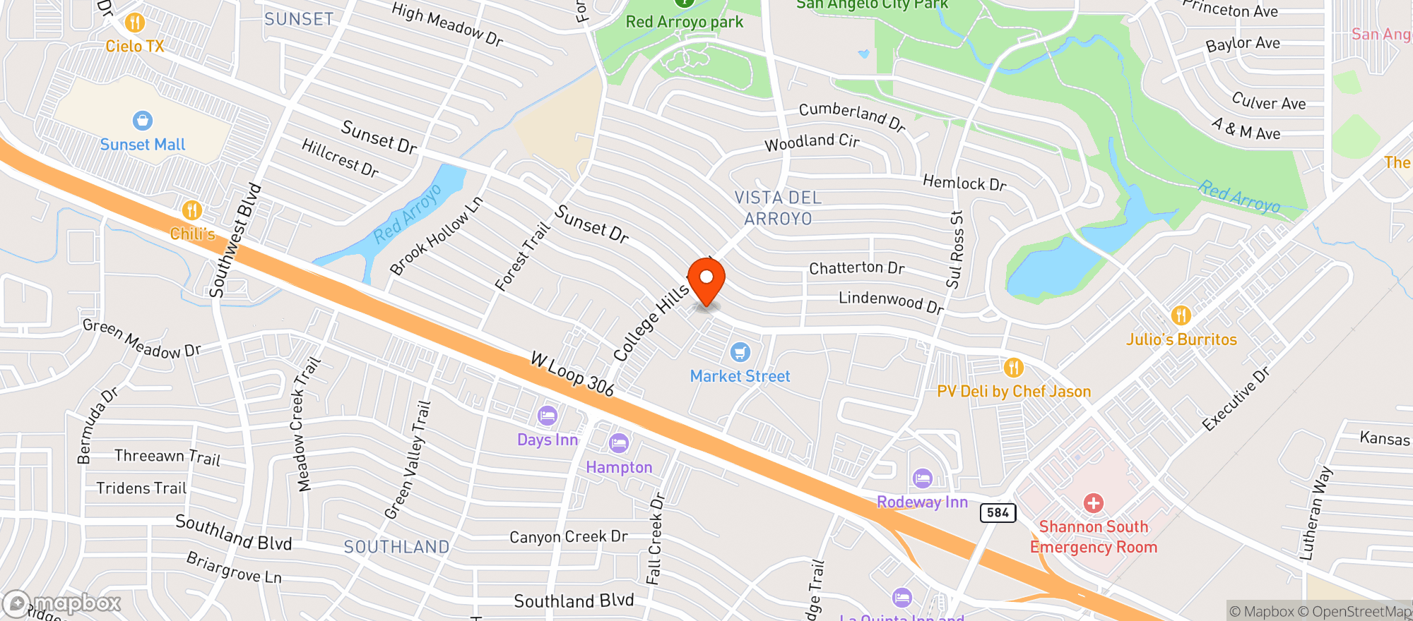 Map showing Market Street
