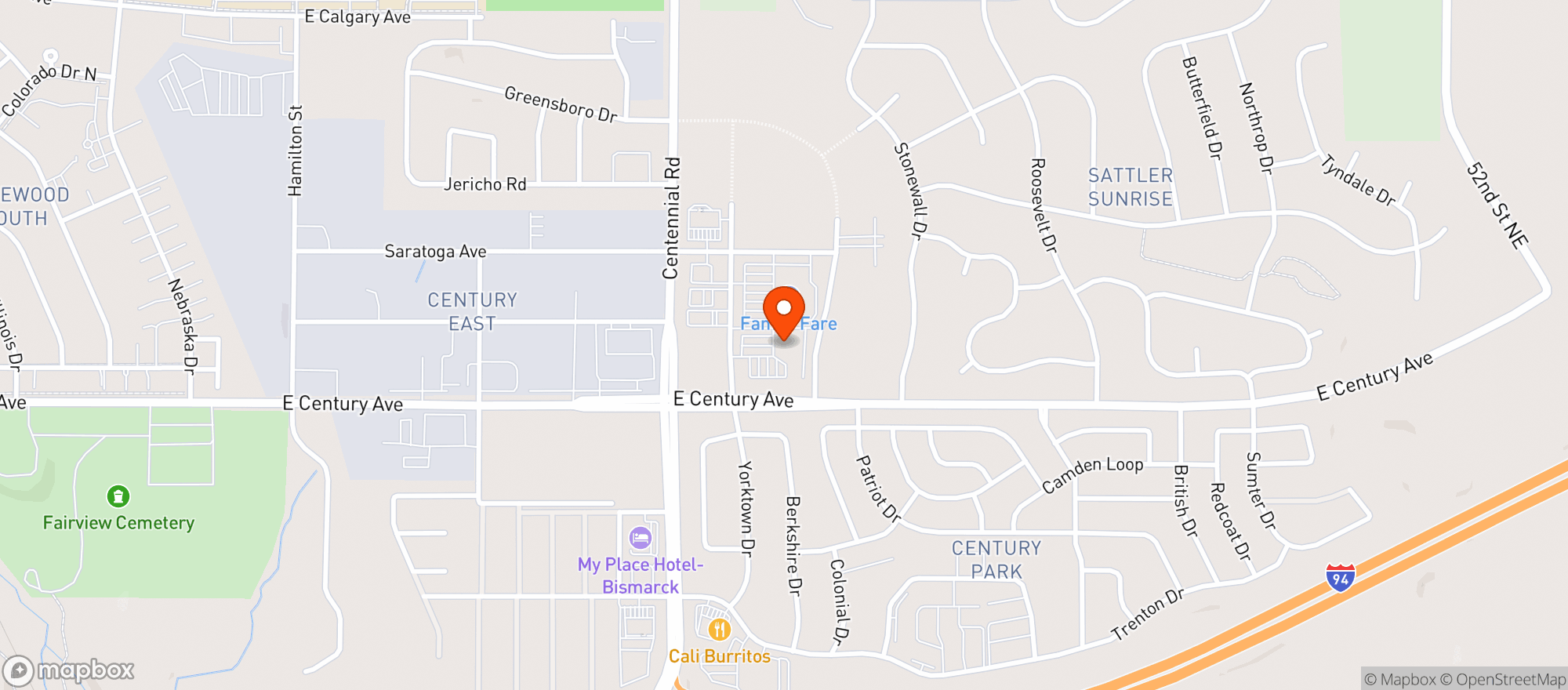 Map showing Williquors - Bismarck - Yorktown Drive