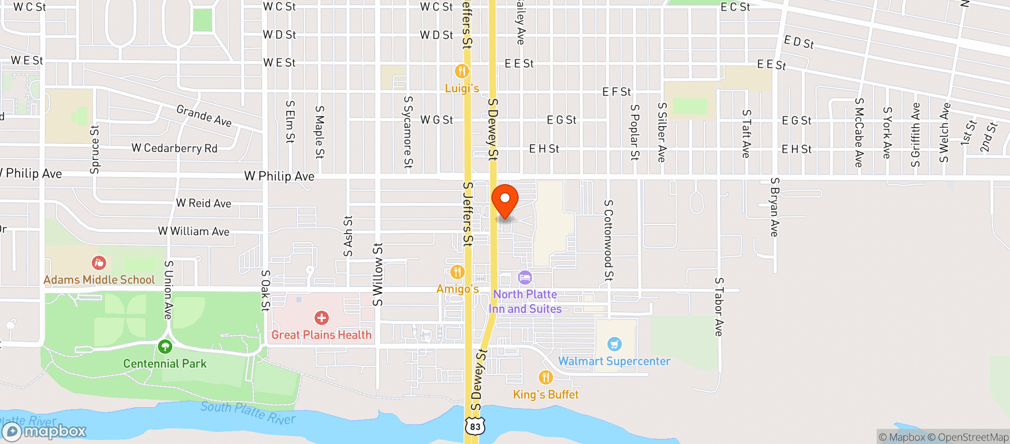 Map showing Nebraska S Rib & Chop House