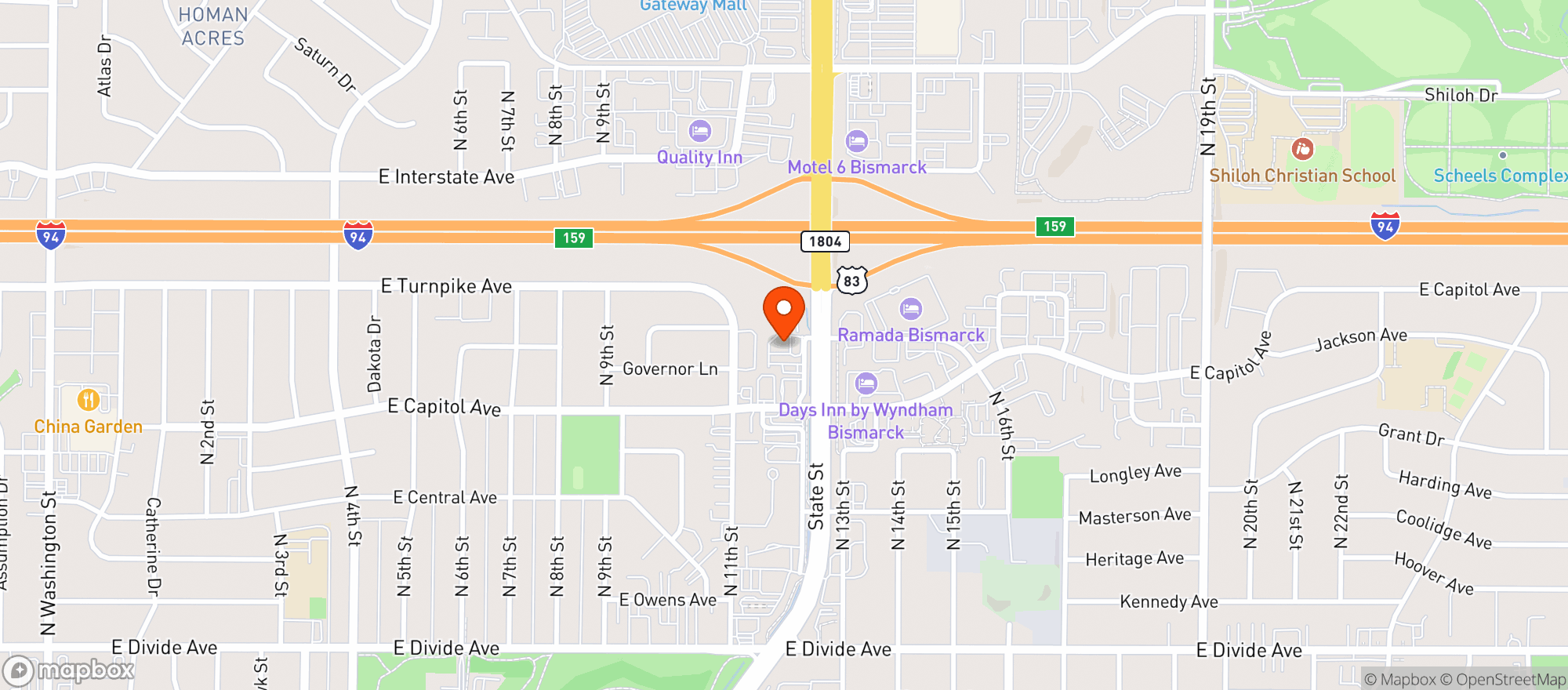Map showing Landers Off Sale