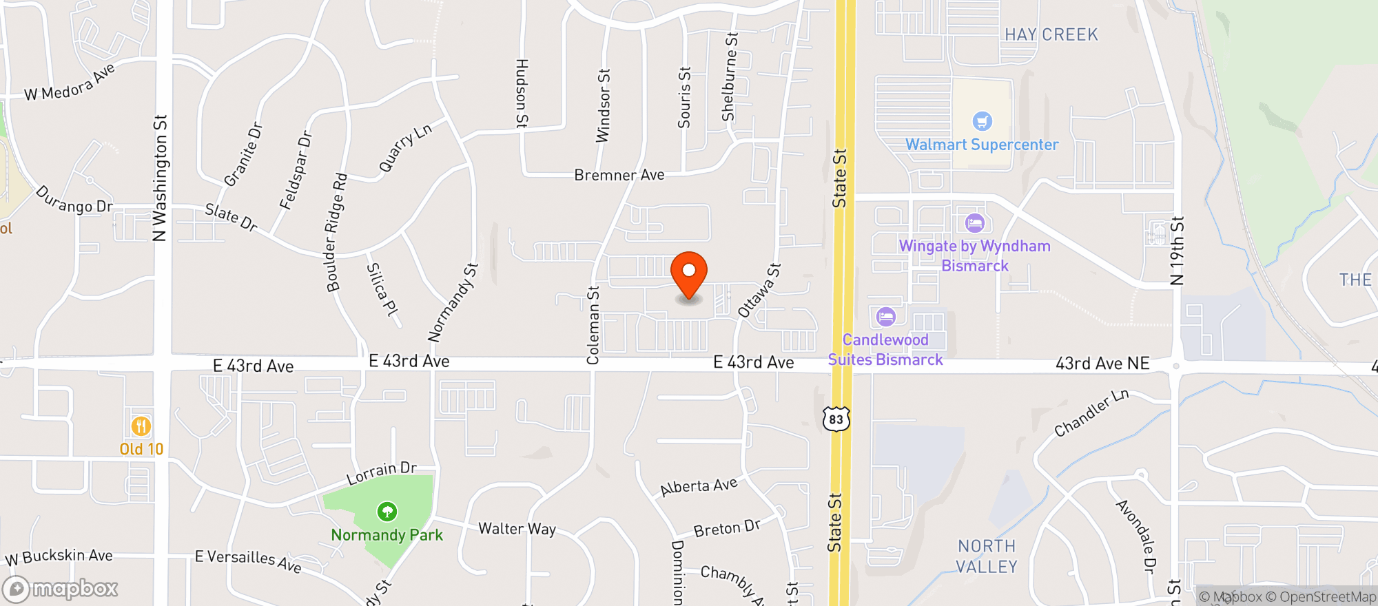 Map showing CASH WISE (BISMARCK - NORTH)