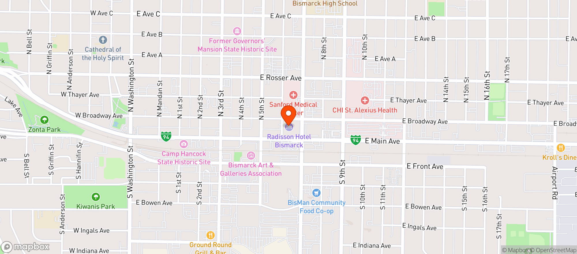 Map showing Radisson Inn #70170